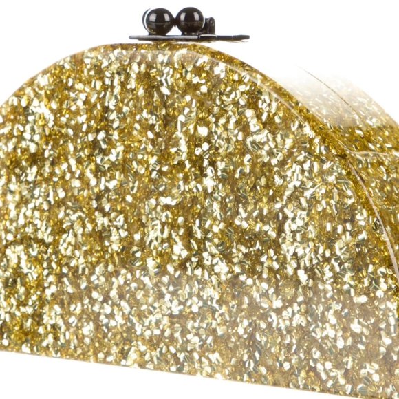Edie Parker Gold Acrylic Half Moon Clutch - Picture 3 of 6